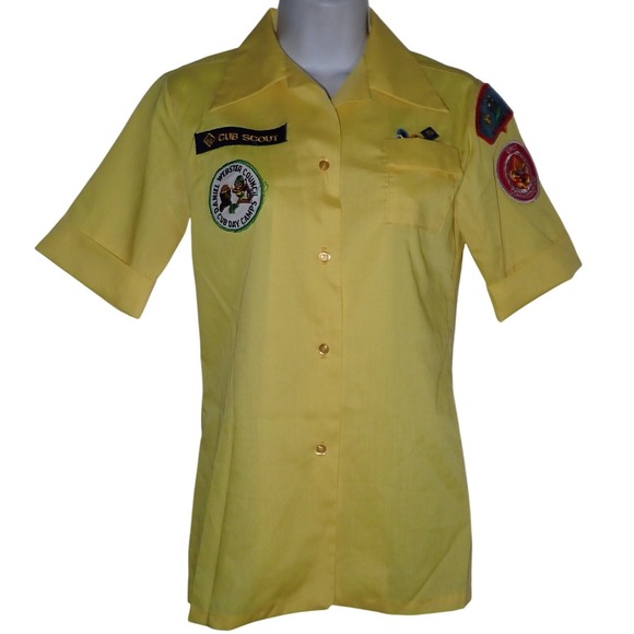 Vintage BSA Yellow Uniform Shirt Women 30 S With Patches Short sleeve #867‎ - Picture 1 of 7